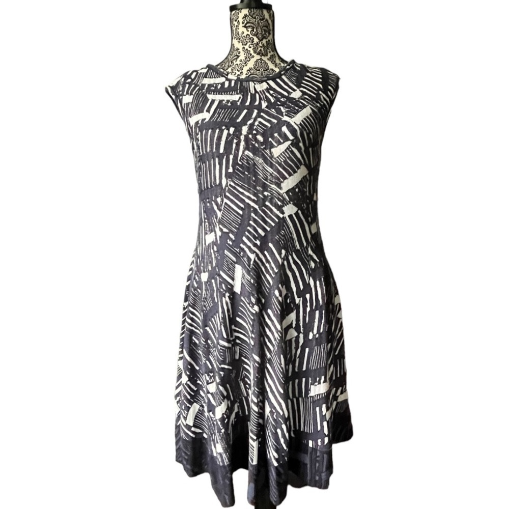 NIC + ZOE Melody Twirl Abstract Print Fit & Flare Dress | Sleeveless | Size PM